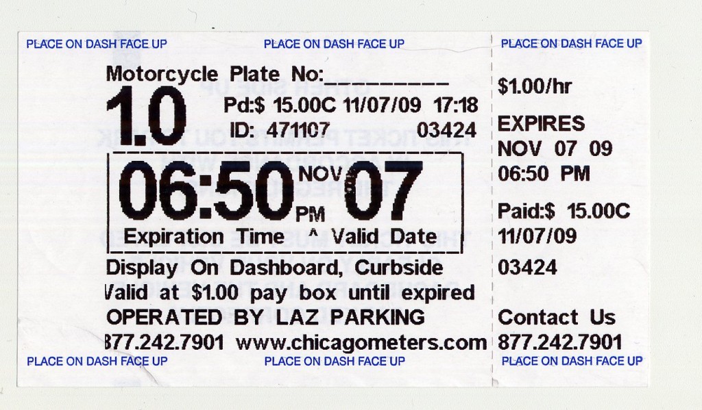 LAZ Parking reciept-11-07-09001 LAZ Parking reciept-11-07-09001