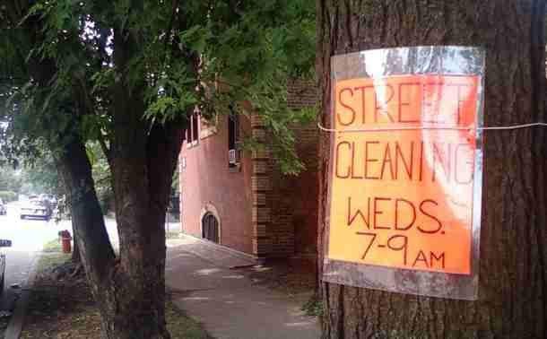DYI Street Cleaning sign