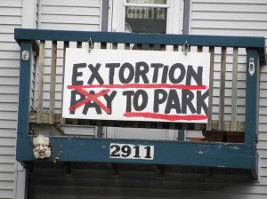 Extortion Pay to Park sign