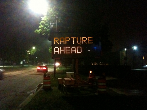 Rapture Ahead sign