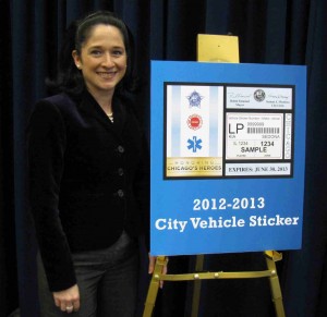 Clerk Mendoza with 2012-2013 city sticker